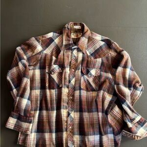 Authentic Western  Multicolor Plaid Button Down Shirt